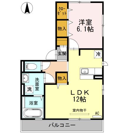 アン ソレイユ AMN(1LDK/3階)の間取り写真