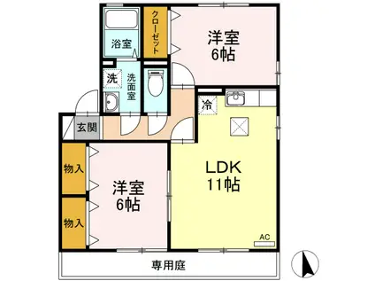 トレド・NA・B棟(2LDK/1階)の間取り写真