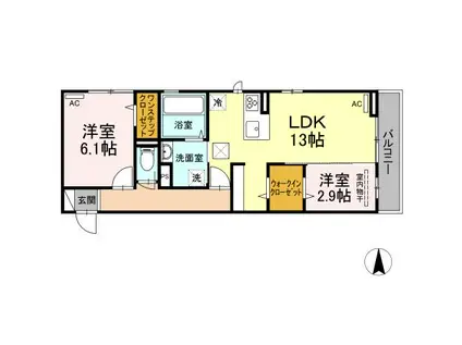 プレジデント持田 A棟(2LDK/1階)の間取り写真