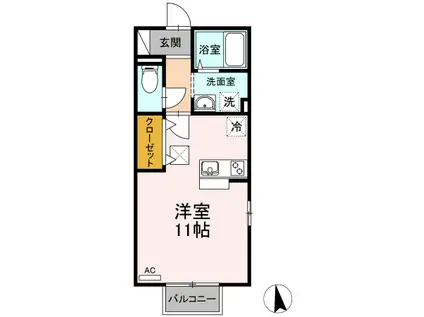 LACASA持田(ワンルーム/1階)の間取り写真