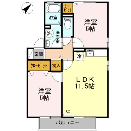 LA MER(2LDK/2階)の間取り写真
