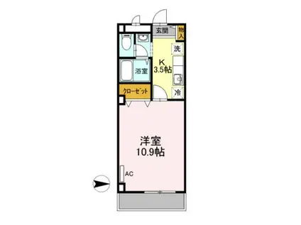 リビングアレイK(1K/1階)の間取り写真