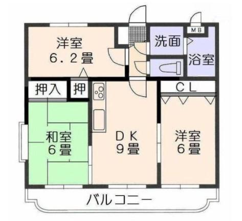 ユーミーEM野間(3DK/2階)の間取り写真
