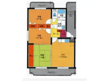 ユーミーひさえだC棟(3DK/3階)の間取り写真