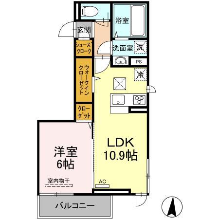 スペランツァ ドゥーエ(1LDK/1階)の間取り写真