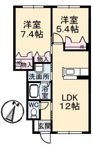 エターナル・グリーンⅠ(2LDK/1階)の間取り写真