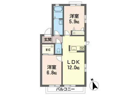 プランドール凛AB棟(2LDK/2階)の間取り写真