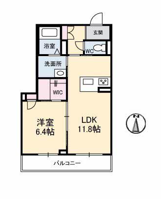 グラン パーチ(1LDK/2階)の間取り写真