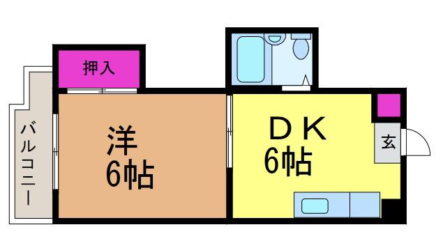 第2ゴトービル(1DK/5階)の間取り写真