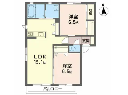 グランマスト古川北 A棟(2LDK/2階)の間取り写真