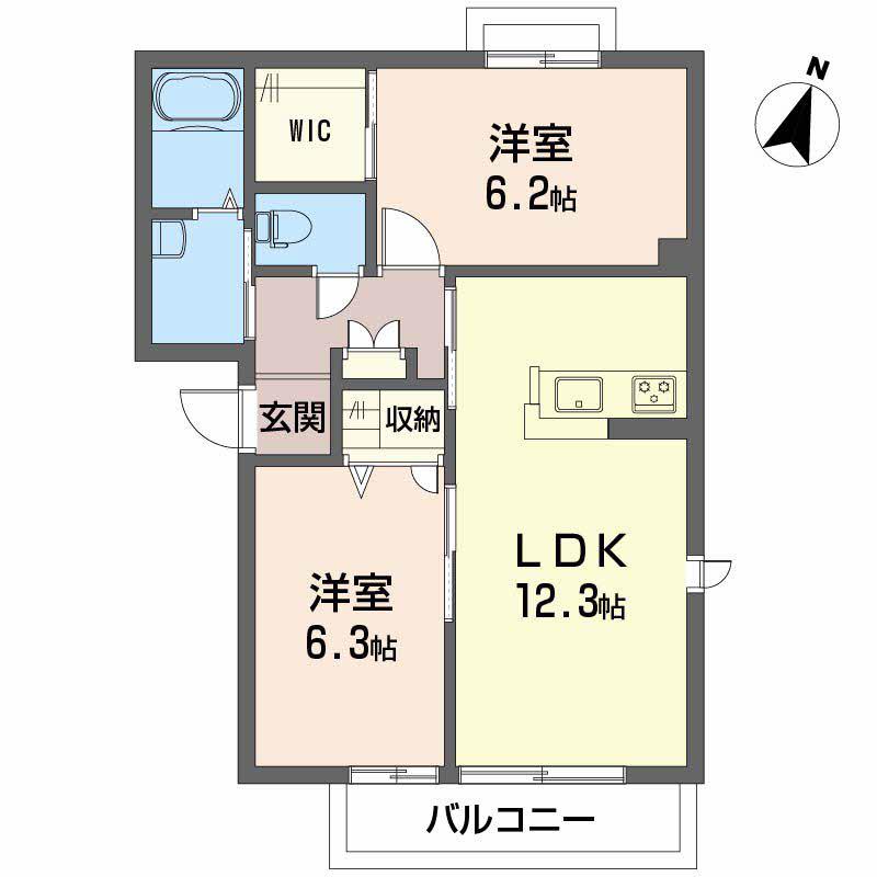 ベレオT-3(2LDK/2階)の間取り写真