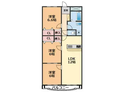 ブライム北斎院(3LDK/3階)の間取り写真