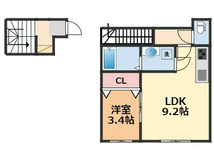 エニシア北条 A・B棟(1LDK/2階)の間取り写真
