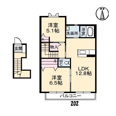 エヴァグリーン南斎院(2LDK/2階)の間取り写真