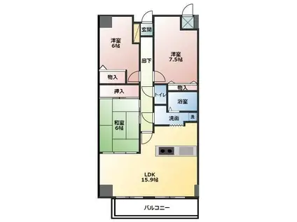 サーパス鷹子弐番館(3LDK/5階)の間取り写真