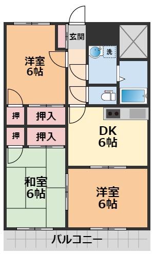 グリーンピア鷹の子(3DK/2階)の間取り写真