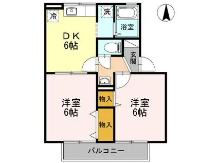 アヴァンティ浜田A・B・C(2DK/2階)の間取り写真