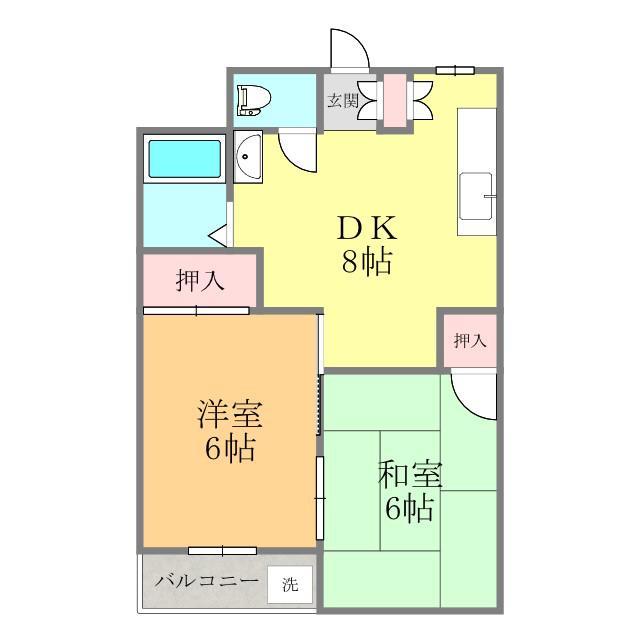 大八ビル(2DK/2階)の間取り写真