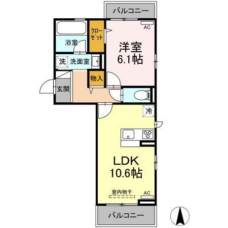 フォレスト和泉A棟(1LDK/2階)の間取り写真