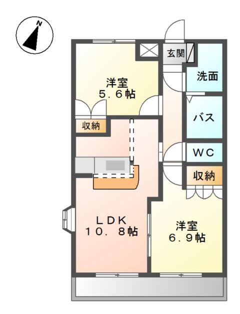 TIARE(2LDK/2階)の間取り写真