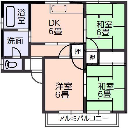 フレグランス乃万(3DK/2階)の間取り写真