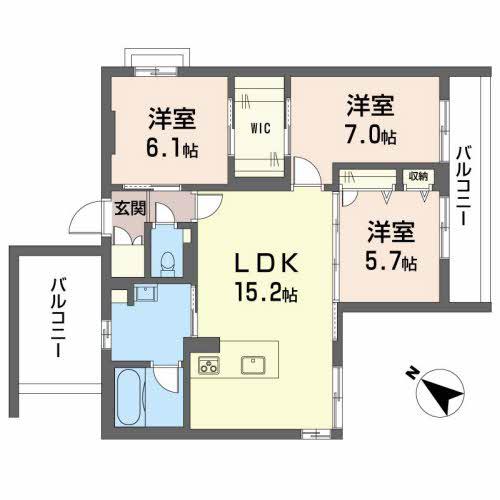 ベレオ道後(3LDK/2階)の間取り写真