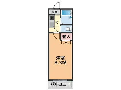ベルジュ三番町(1K/10階)の間取り写真