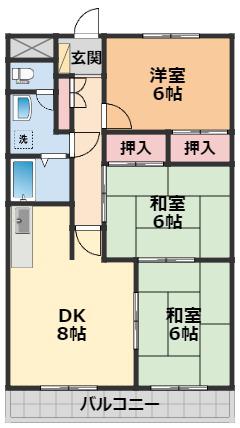 オーキッドテラス志津川(3DK/5階)の間取り写真