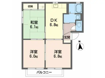 メゾン志津川(3DK/1階)の間取り写真
