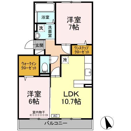 ロイヤル・メゾン B棟(2LDK/1階)の間取り写真
