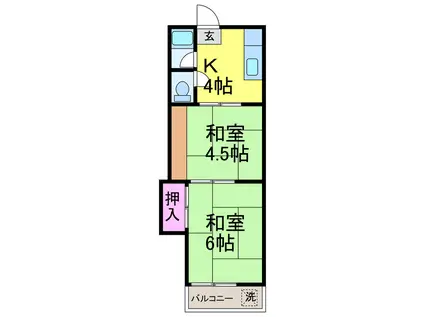 コーポ椿(2K/2階)の間取り写真