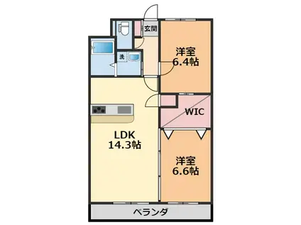ファインコート(2LDK/1階)の間取り写真
