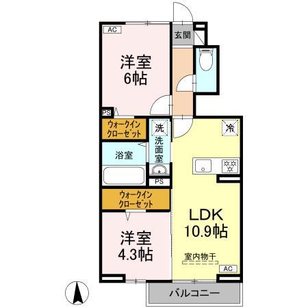 トリシア西石井(2LDK/1階)の間取り写真