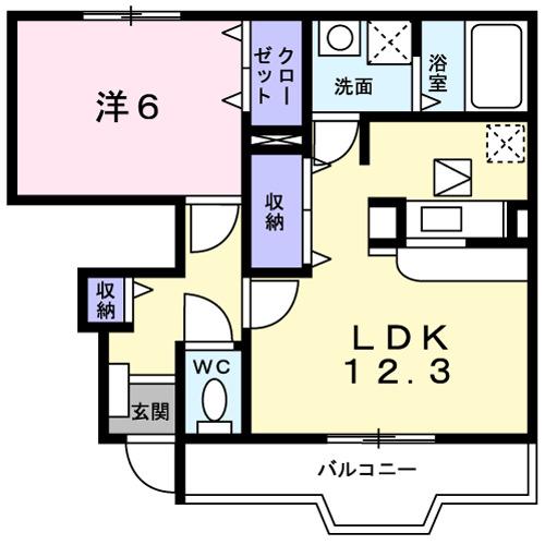 ウィッシュ3(1LDK/1階)の間取り写真