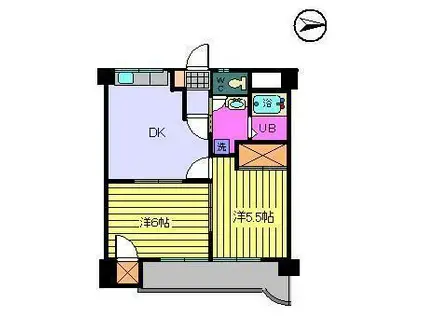 ノイシュロス久万ノ台(2DK/2階)の間取り写真