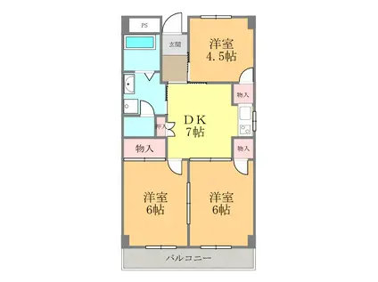 メゾンジュネス(3DK/3階)の間取り写真