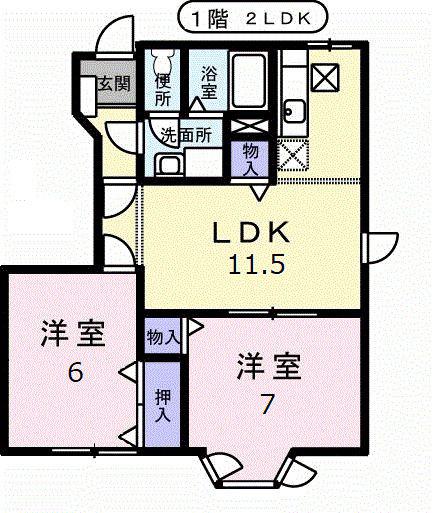 アメニティハイムI(2LDK/1階)の間取り写真