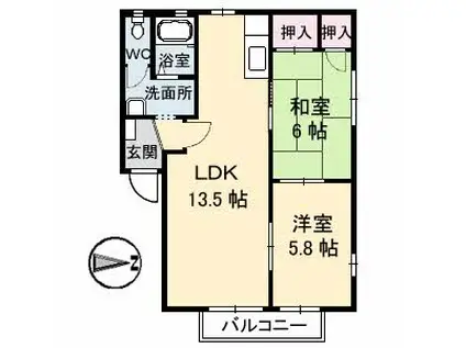 ディアスイースト(2LDK/1階)の間取り写真