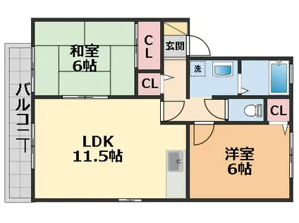 セゾン・ド・フローレス(2LDK/2階)の間取り写真