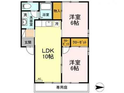 セジュールいおき(2LDK/1階)の間取り写真