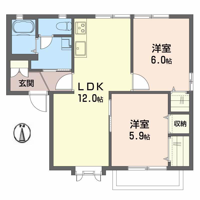 ウエストフィールドG(2LDK/2階)の間取り写真