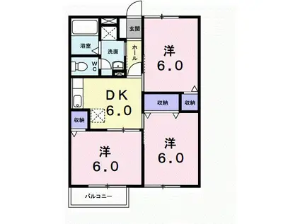 パルシャス野本Ⅱ(3DK/2階)の間取り写真