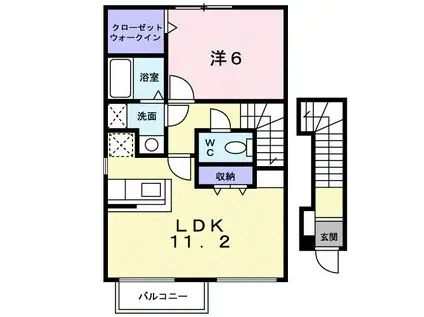 ウィッシュⅡ(1LDK/2階)の間取り写真