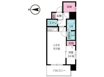 アステリア萱町(1LDK/10階)の間取り写真