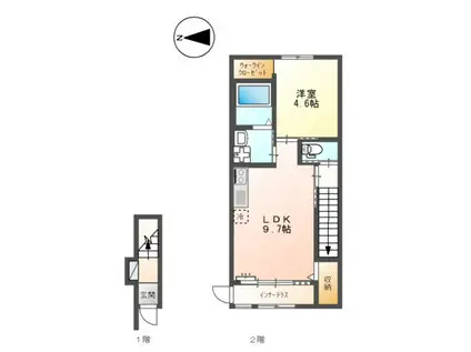 KUKUNA(1LDK/2階)の間取り写真