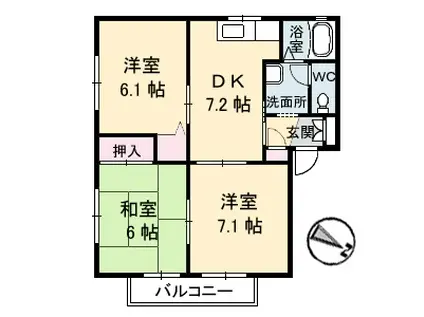 アクセスSK(3DK/2階)の間取り写真