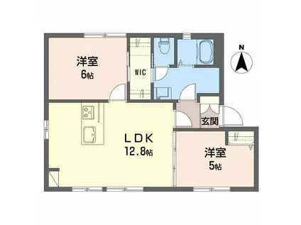 ディアスTT B棟(2LDK/1階)の間取り写真