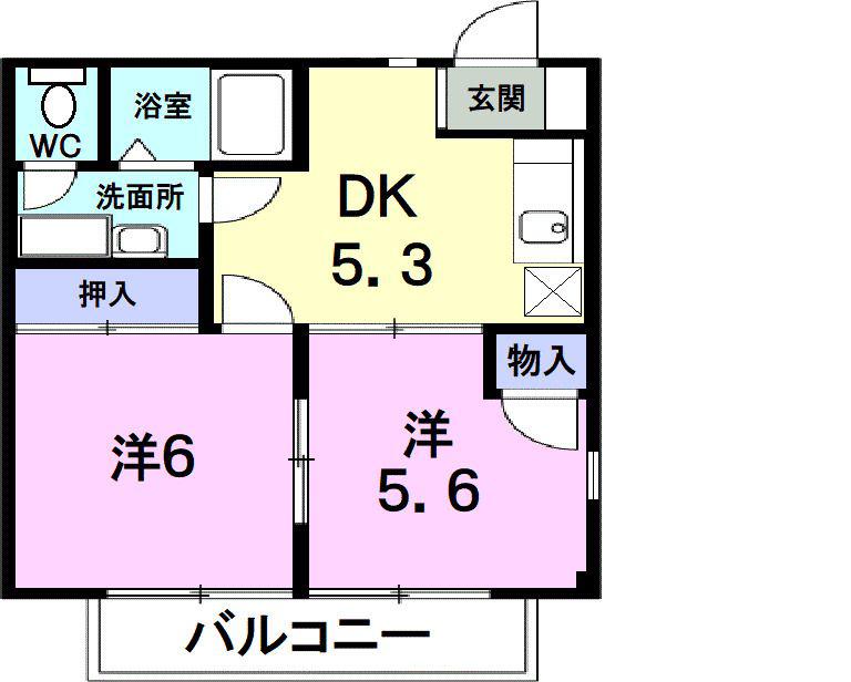 エスポワールエル(2DK/2階)の間取り写真