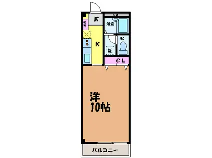 フォブールMISA(ワンルーム/3階)の間取り写真