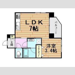 パミドール(1LDK/2階)の間取り写真